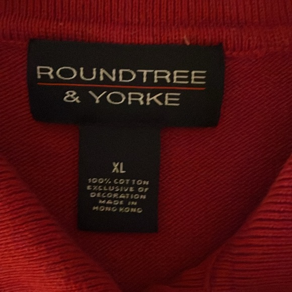 Round tree & Yorke red sweater with embroidered Santa Men’s size XL - Picture 5 of 13